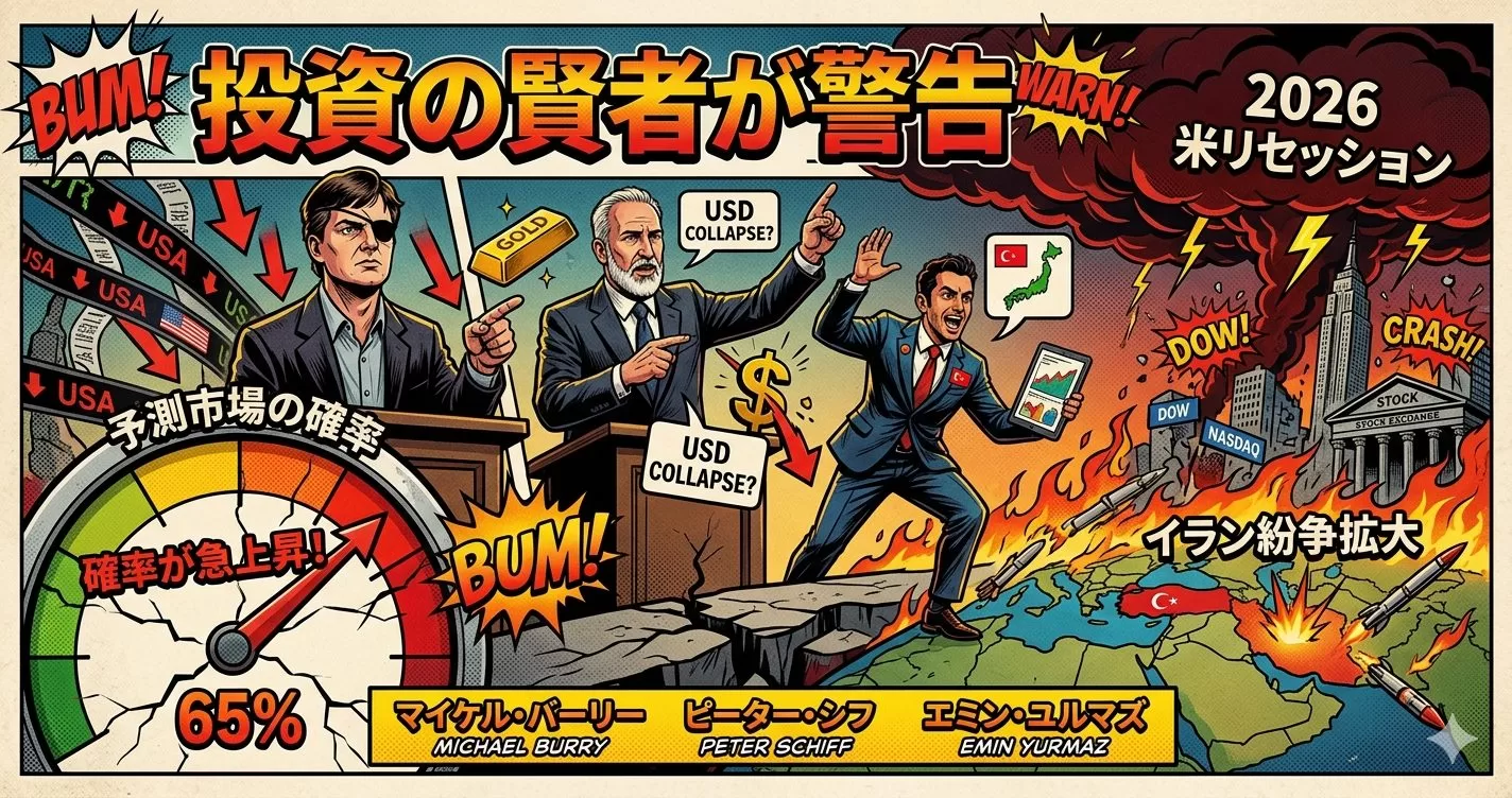 投資の賢者達が警告!2026年米リセッションの懸念高まる:イラン紛争拡大で予測市場の確率が急上昇!